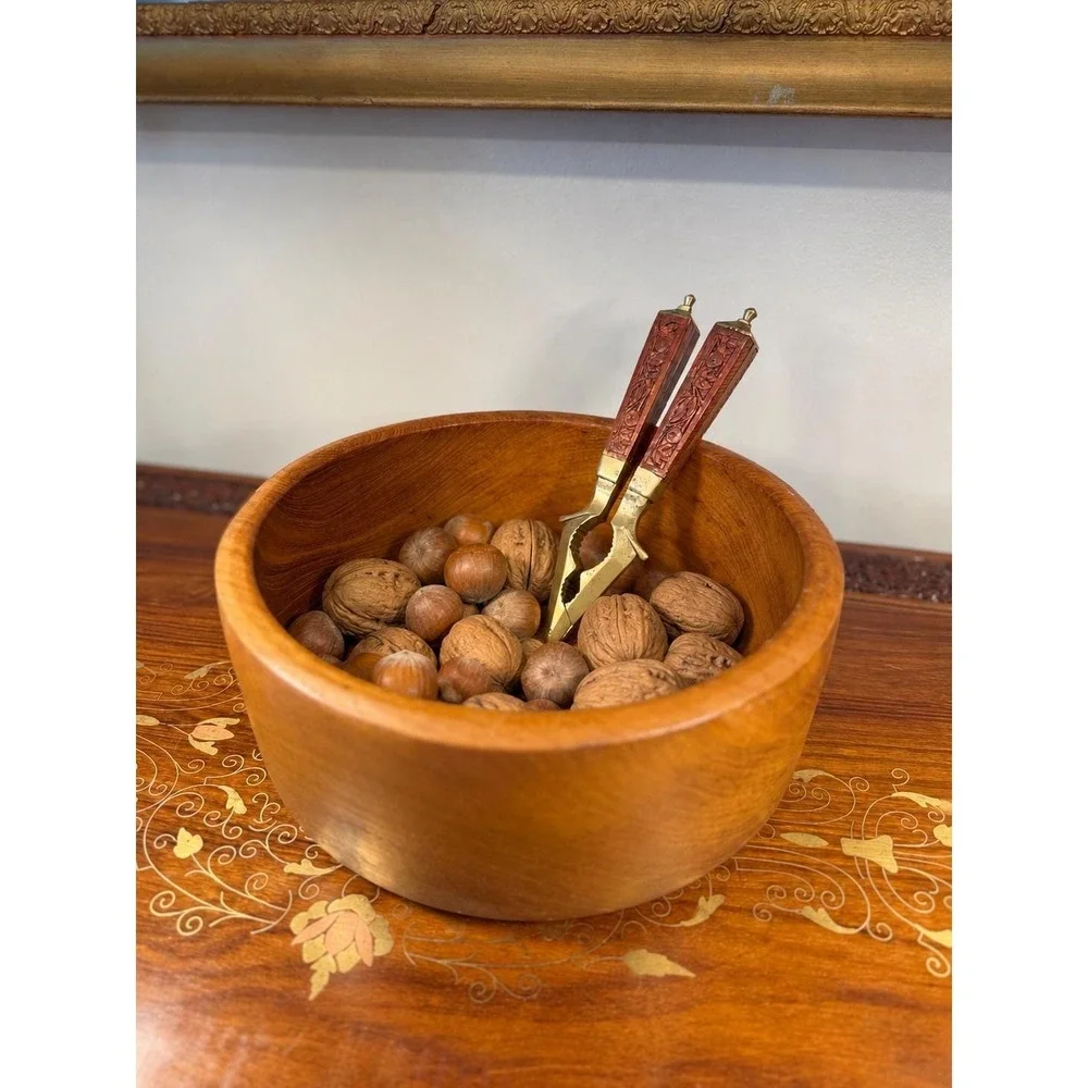 Vintage Brass & Carved Wood Nutcracker • Mid Century Kitchen Decor